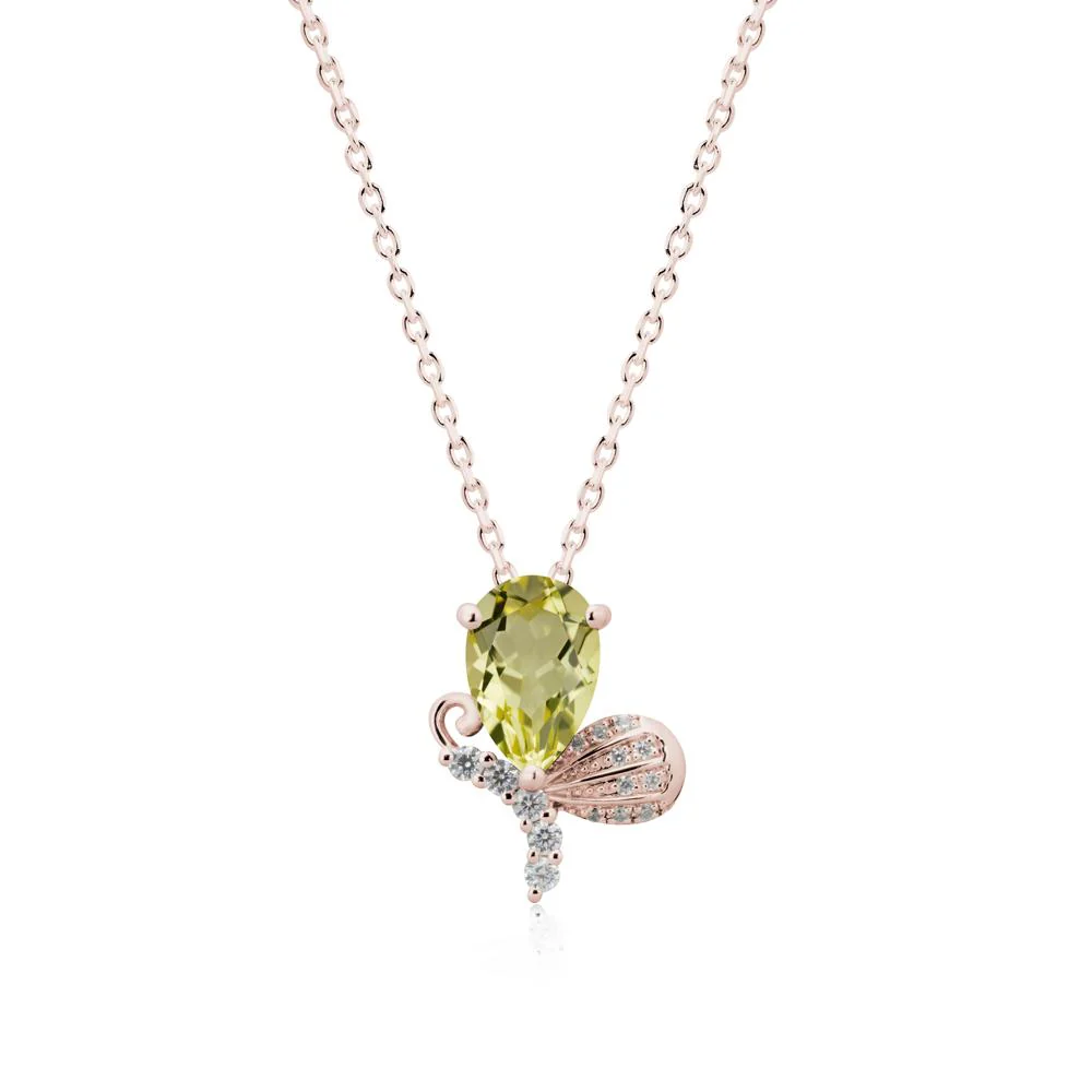 Sparkling Wing Lemon Quartz Butterfly Necklace - Image 2