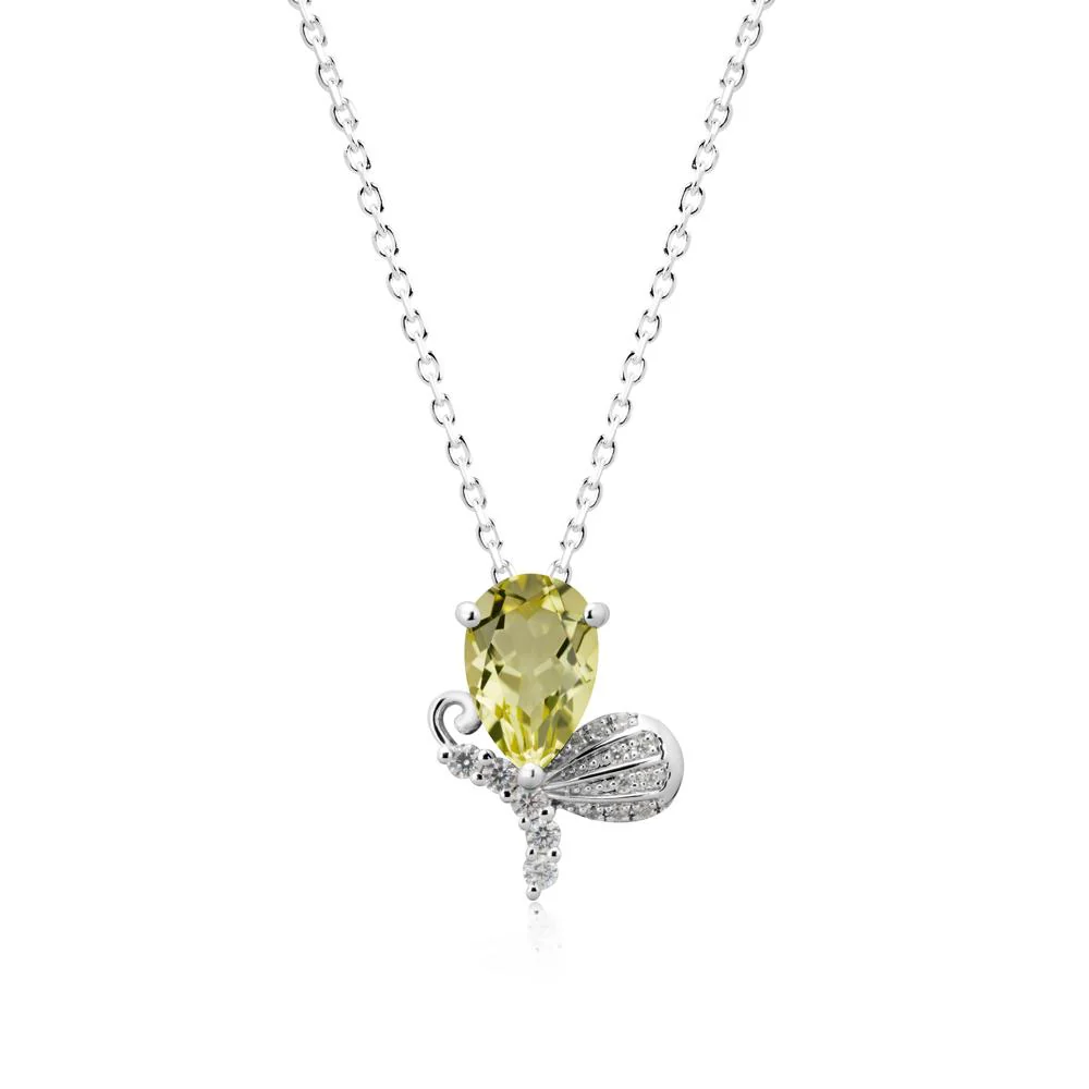 Sparkling Wing Lemon Quartz Butterfly Necklace - Image 9
