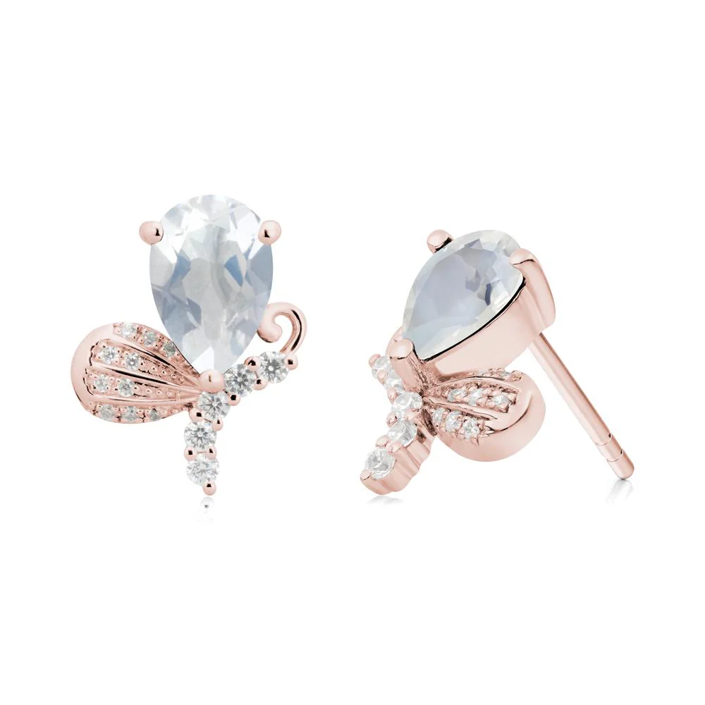 Sparkling Wing Moonstone Butterfly Earrings - Image 3