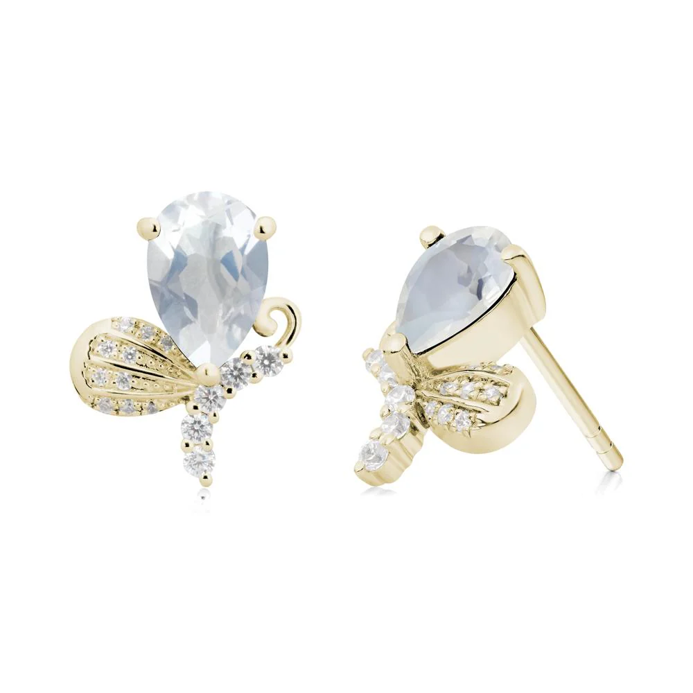 Sparkling Wing Moonstone Butterfly Earrings - Image 7