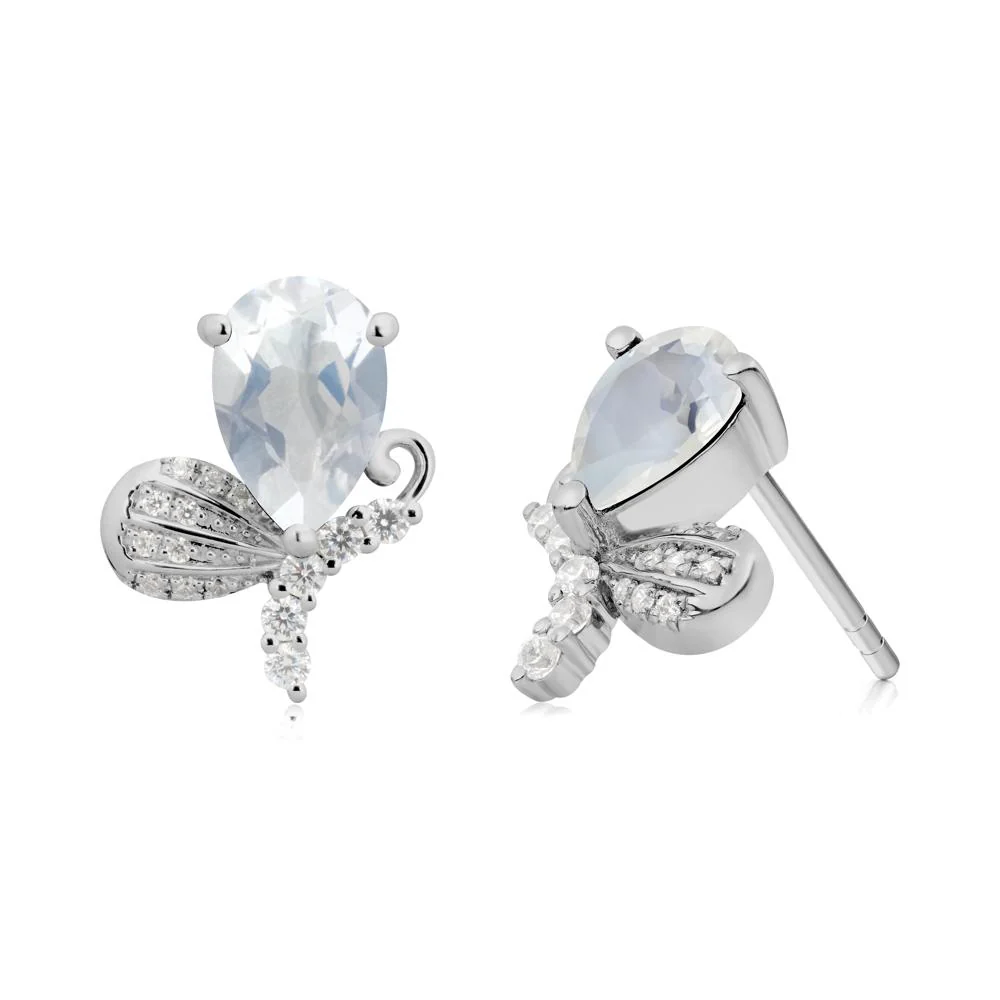 Sparkling Wing Moonstone Butterfly Earrings - Image 8