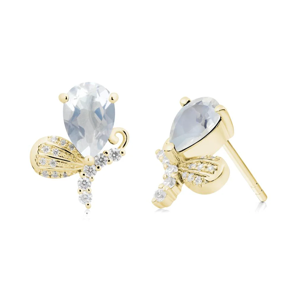 Sparkling Wing Moonstone Butterfly Earrings - Image 9
