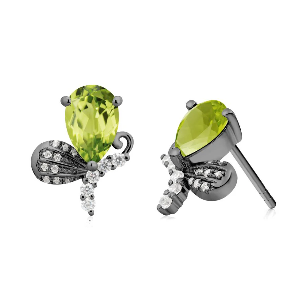 Sparkling Wing Peridot Butterfly Earrings - Image 4
