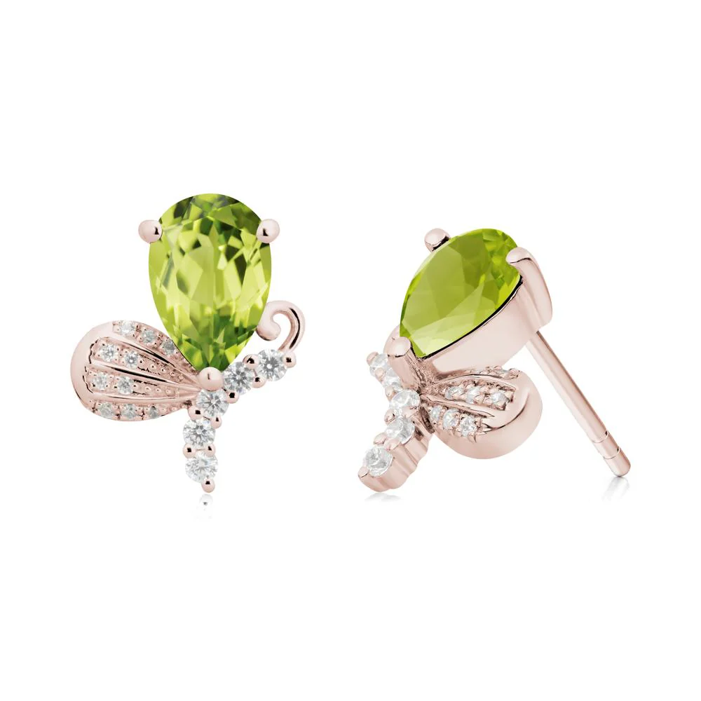 Sparkling Wing Peridot Butterfly Earrings - Image 5