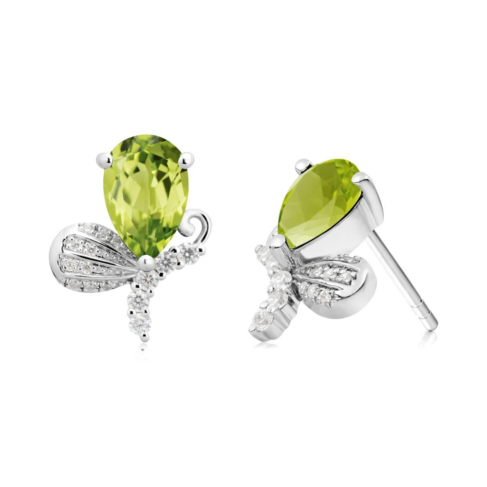 Sparkling Wing Peridot Butterfly Earrings - Image 8