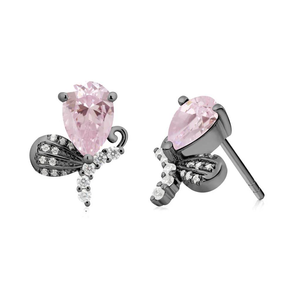 Sparkling Wing Pink Cubic Zirconia Butterfly Earrings - Image 8