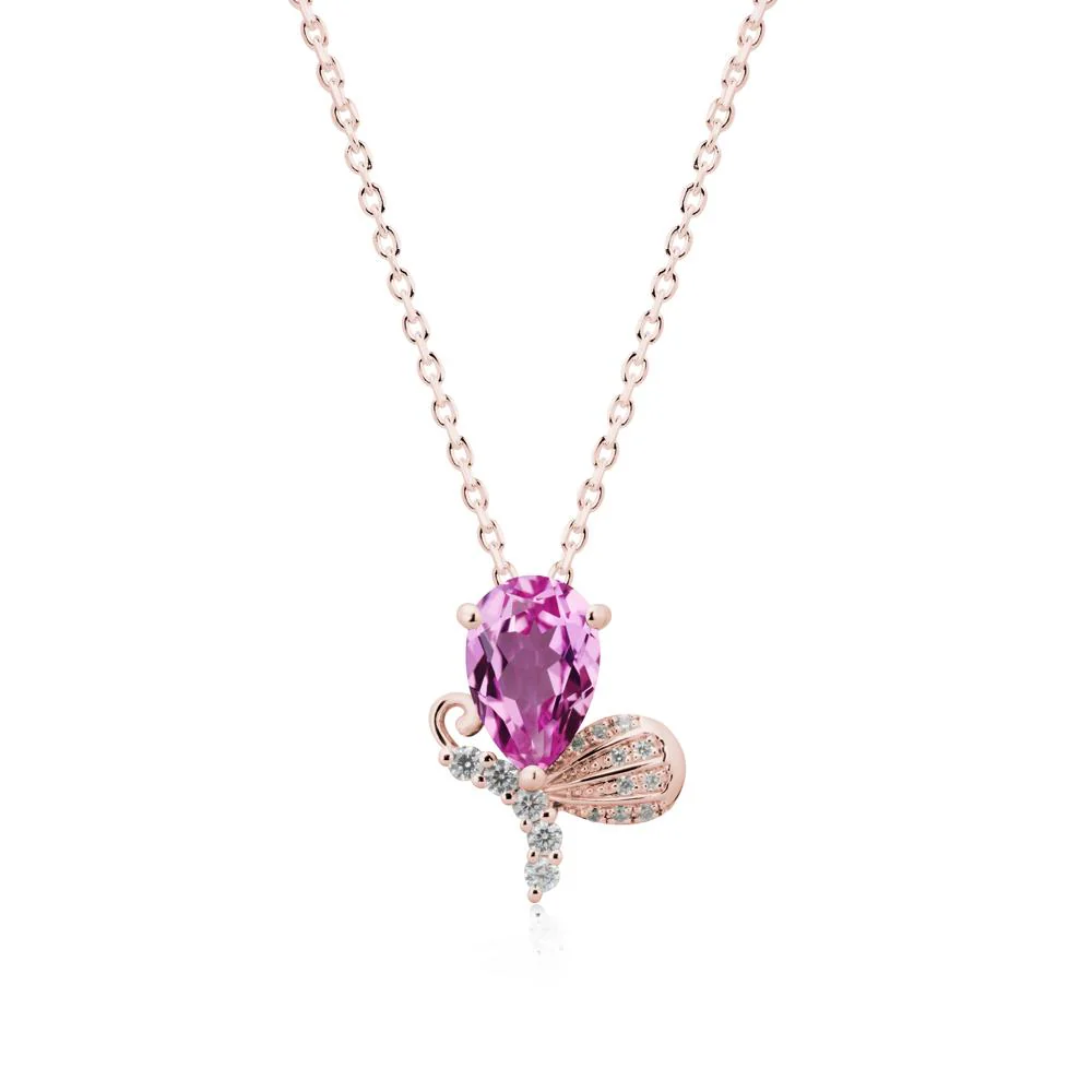 Sparkling Wing Pink Sapphire Butterfly Necklace - Image 5