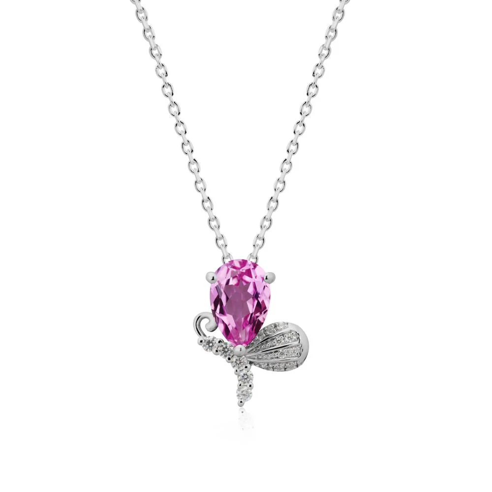 Sparkling Wing Pink Sapphire Butterfly Necklace - Image 9