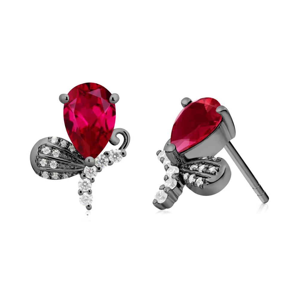 Sparkling Wing Ruby Butterfly Earrings - Image 9