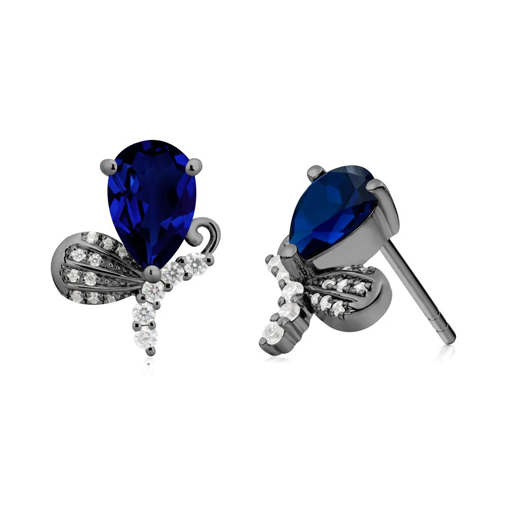 Sparkling Wing Sapphire Butterfly Earrings - Image 3
