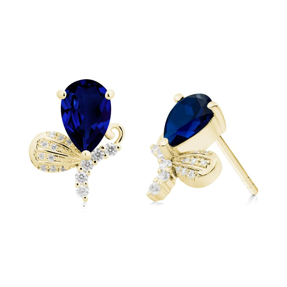 Sparkling Wing Sapphire Butterfly Earrings - Image 4