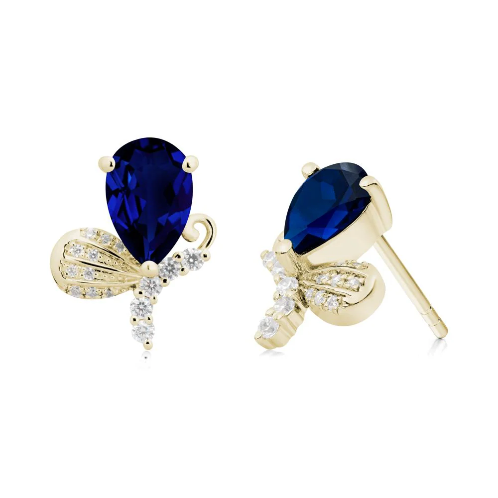 Sparkling Wing Sapphire Butterfly Earrings - Image 7