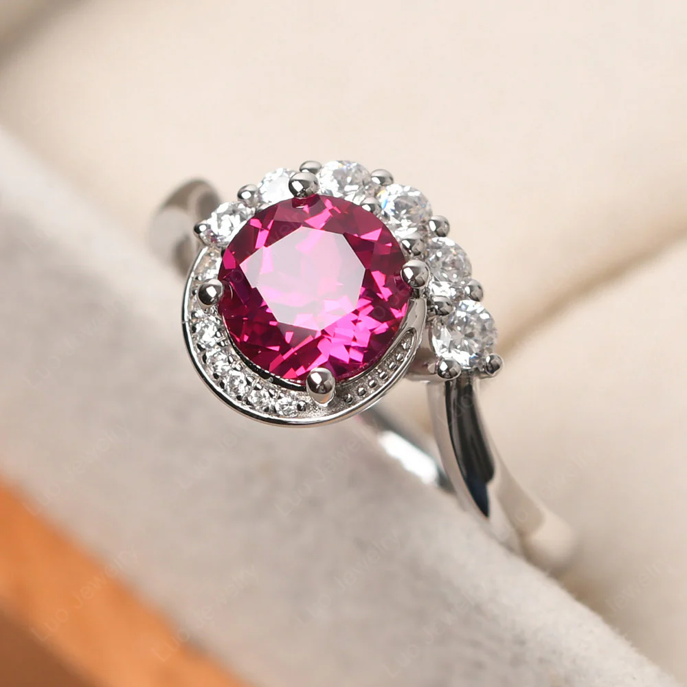 Spiral Halo Ruby Ring - Image 2
