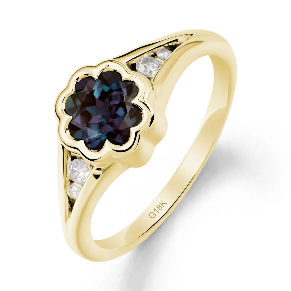 Split Band Flower Shaped Alexandrite Ring - Image 7