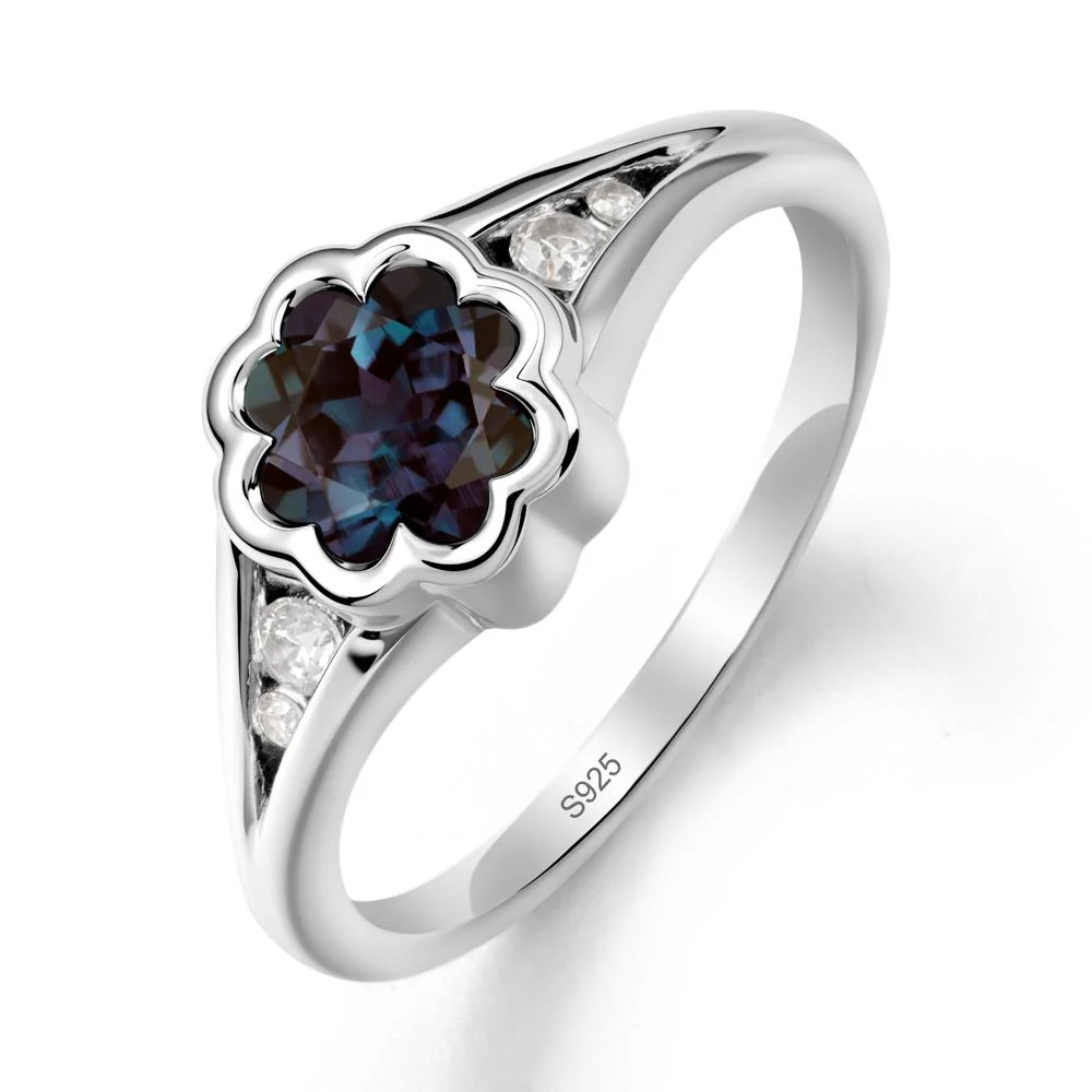 Split Band Flower Shaped Alexandrite Ring - Image 9