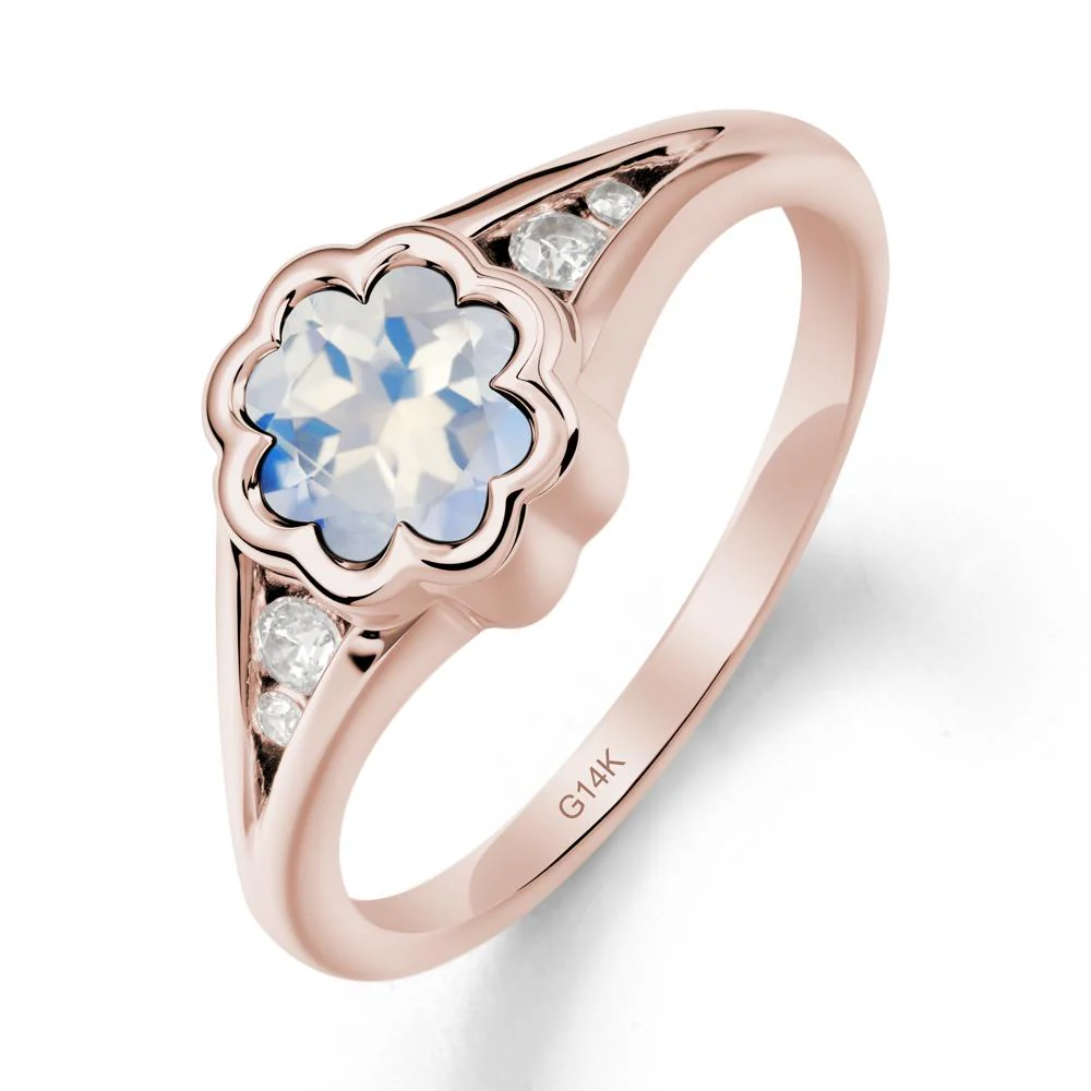 Split Band Flower Shaped Moonstone Ring - Image 2