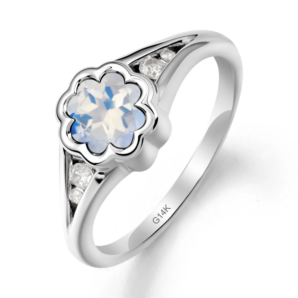 Split Band Flower Shaped Moonstone Ring - Image 3