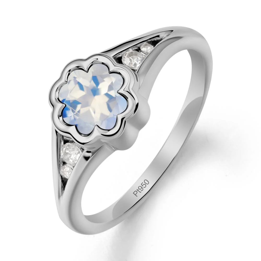 Split Band Flower Shaped Moonstone Ring - Image 8