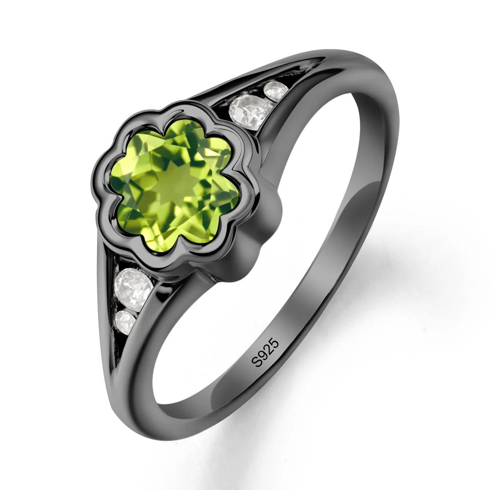 Split Band Flower Shaped Peridot Ring