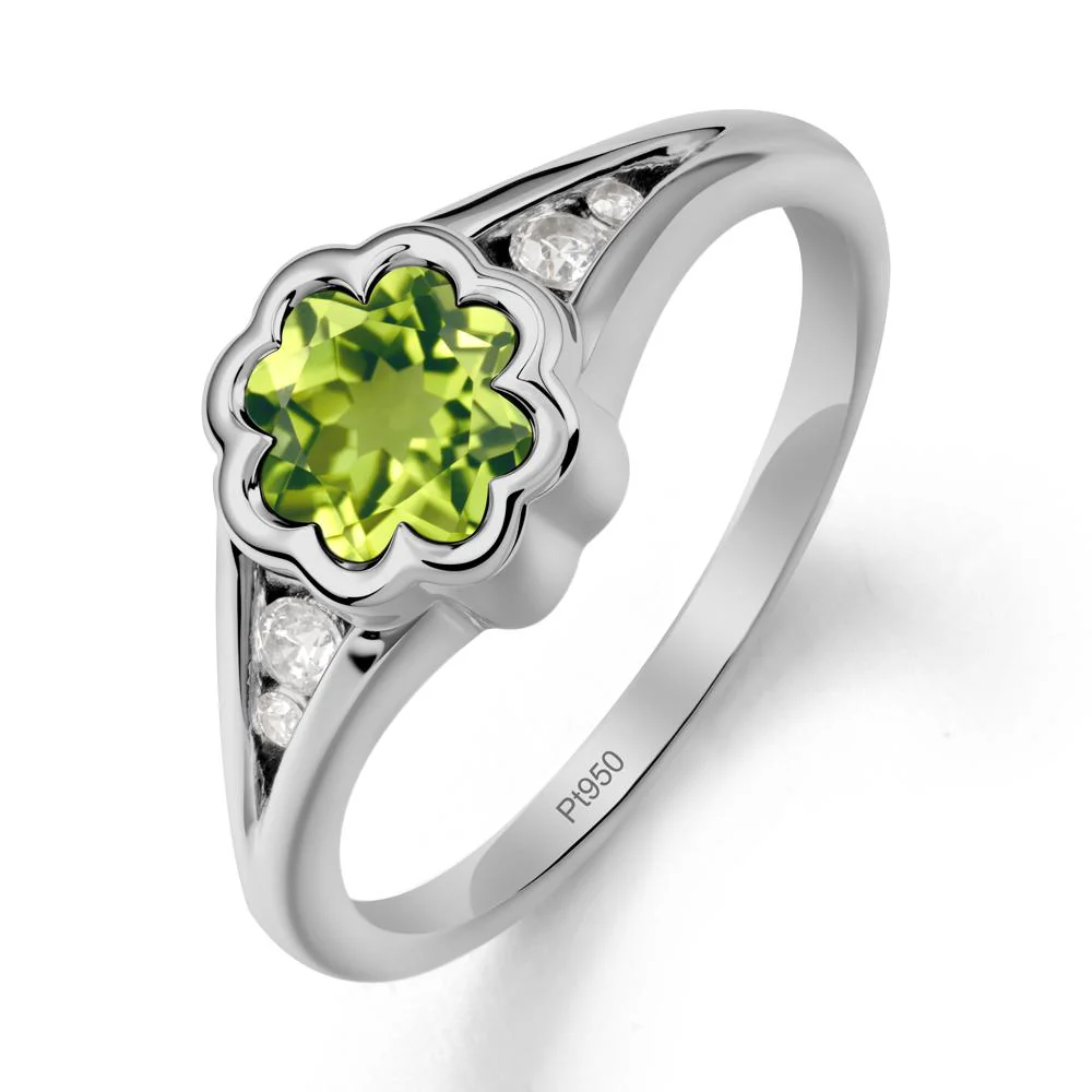 Split Band Flower Shaped Peridot Ring - Image 8