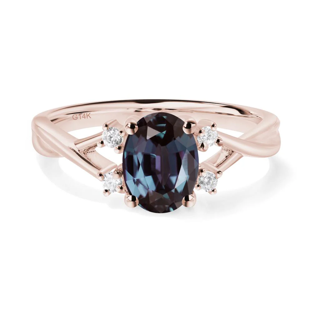 Alexandrite Oval Engagement Ring with Wedding Band
