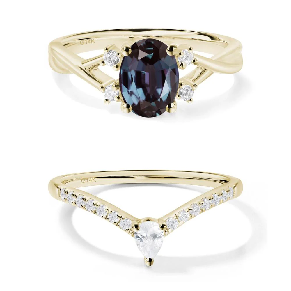 Alexandrite Oval Engagement Ring with Wedding Band - Image 15