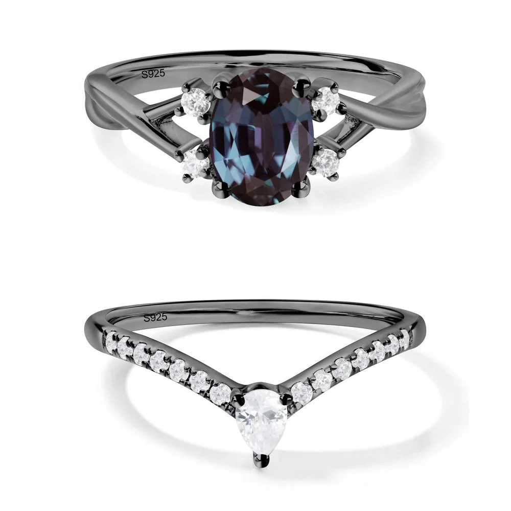 Alexandrite Oval Engagement Ring with Wedding Band - Image 21
