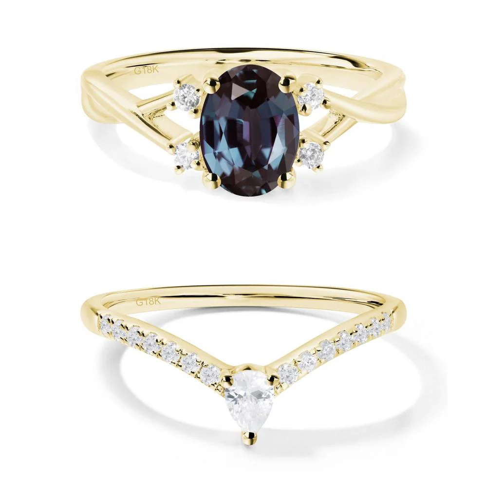 Alexandrite Oval Engagement Ring with Wedding Band - Image 23