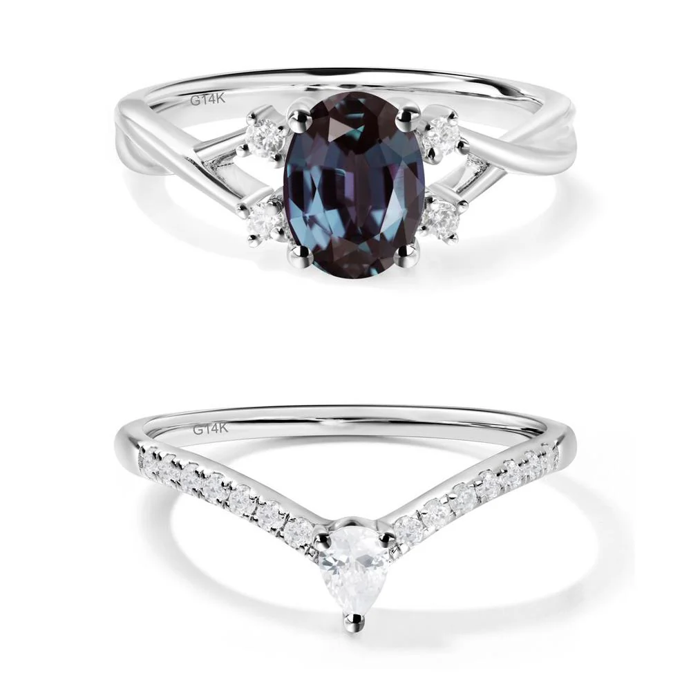 Alexandrite Oval Engagement Ring with Wedding Band - Image 27