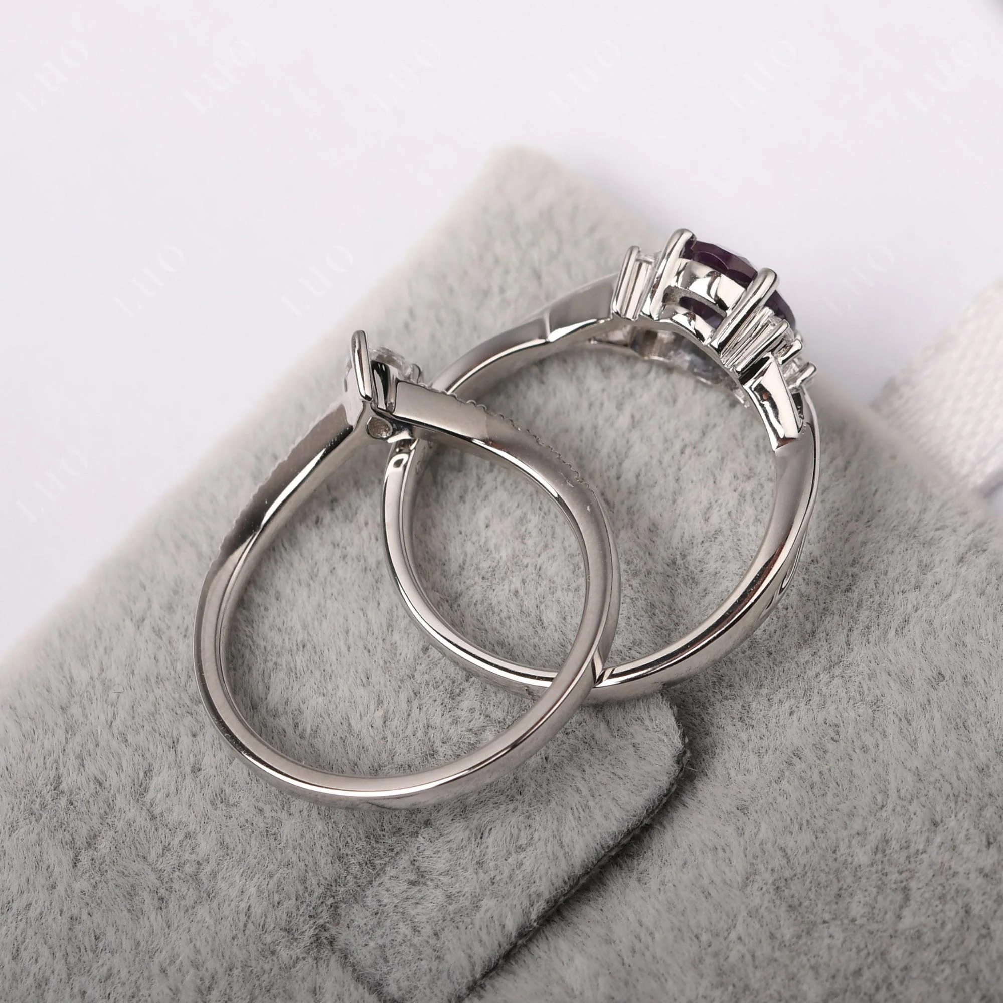 Alexandrite Oval Engagement Ring with Wedding Band - Image 31