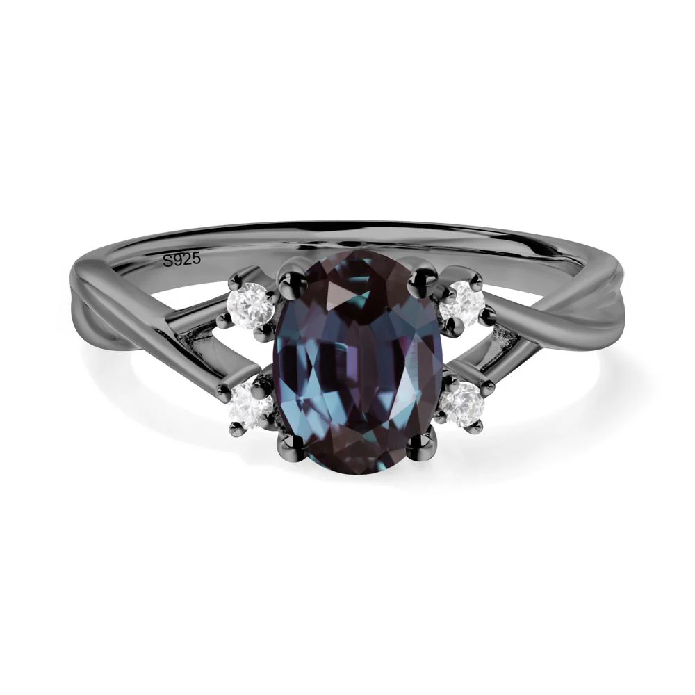 Alexandrite Oval Engagement Ring with Wedding Band - Image 6