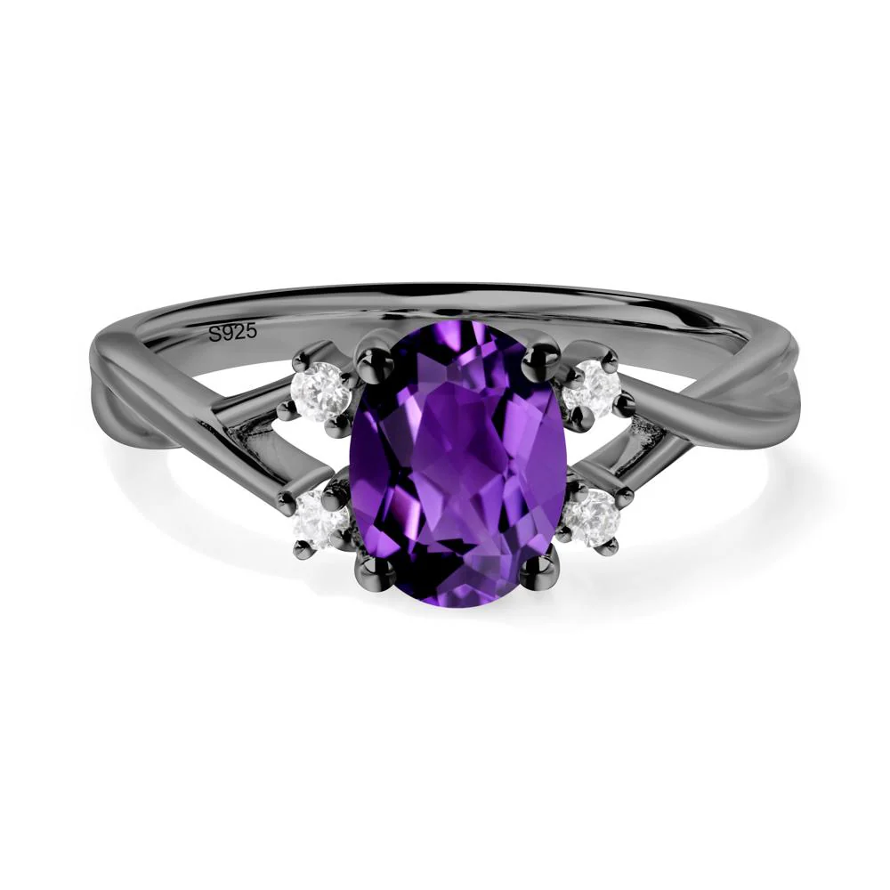 Oval Amethyst Wedding Ring Set