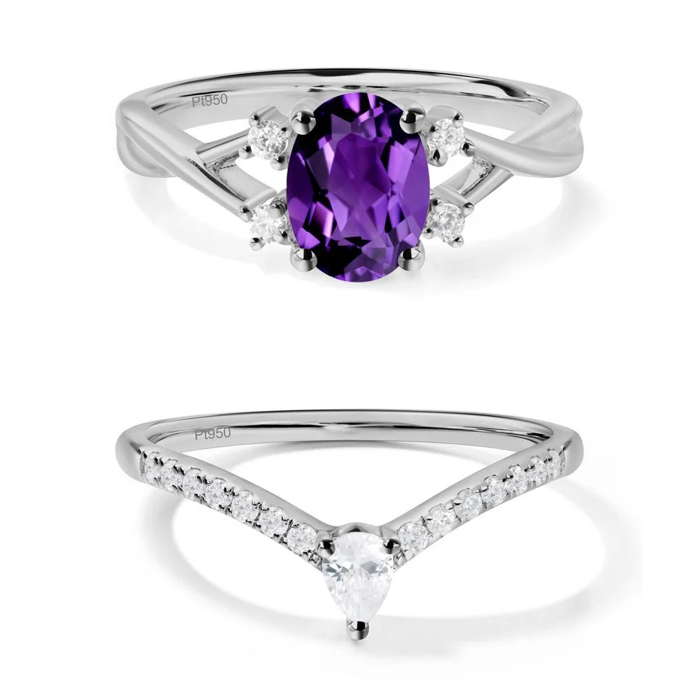 Oval Amethyst Wedding Ring Set - Image 21