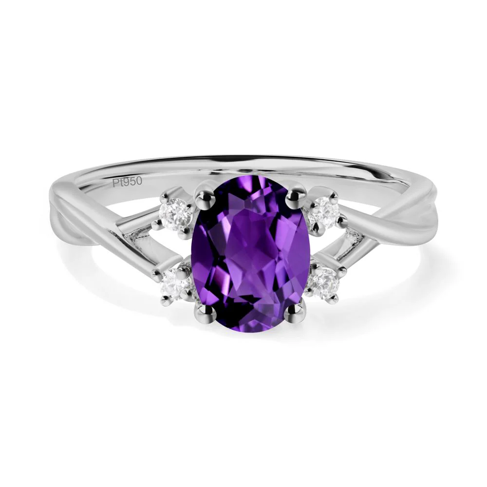 Oval Amethyst Wedding Ring Set - Image 6