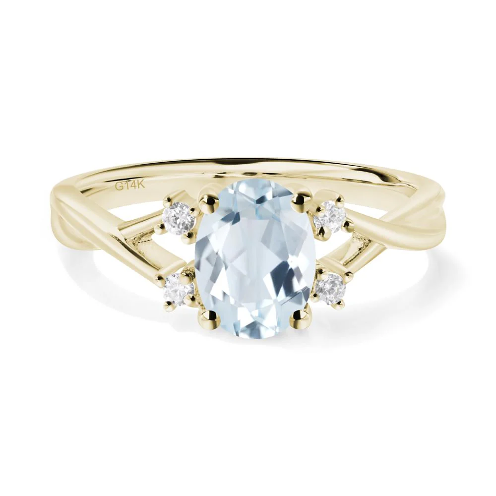 Aquamarine Oval Engagement Ring with Wedding Band - Image 8