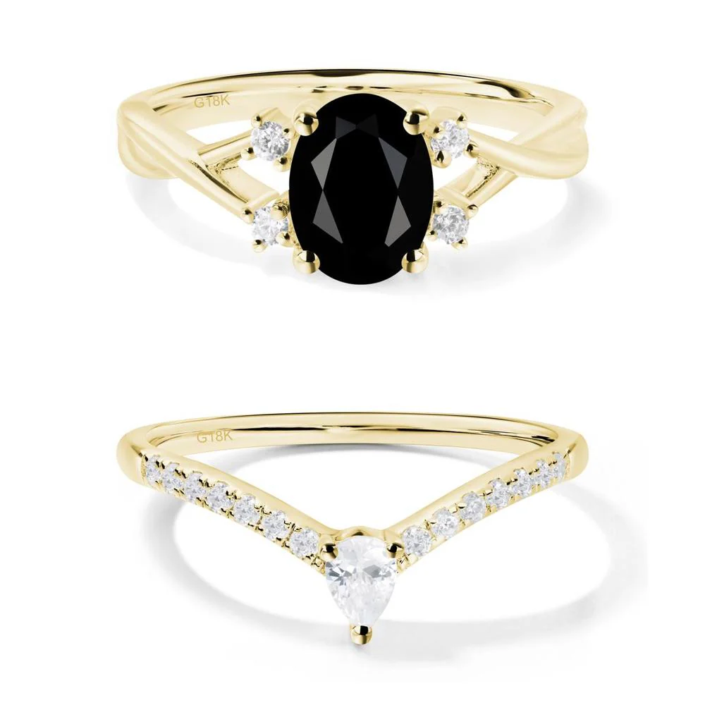 Oval Black Spinel Wedding Ring Set - Image 17