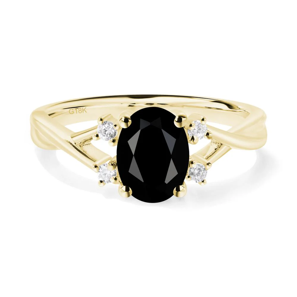 Oval Black Spinel Wedding Ring Set - Image 4