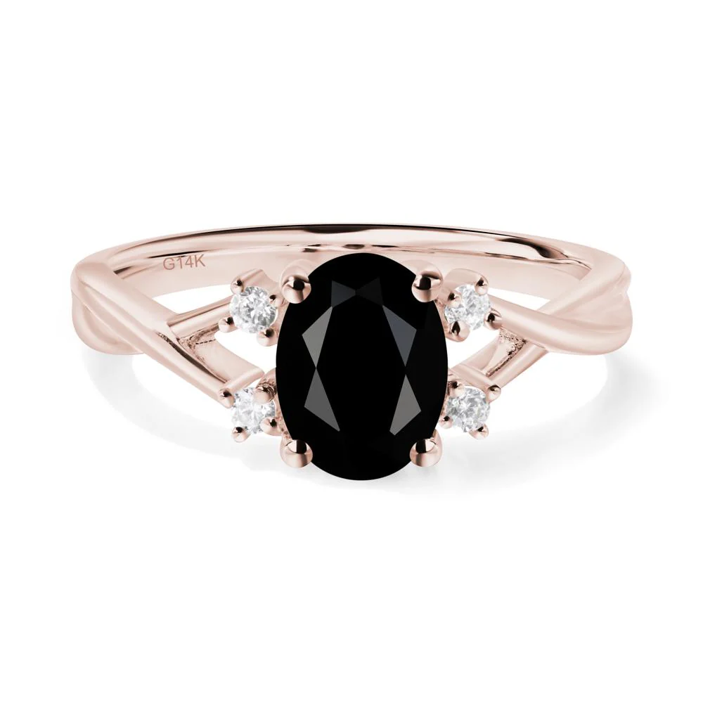Oval Black Spinel Wedding Ring Set - Image 6
