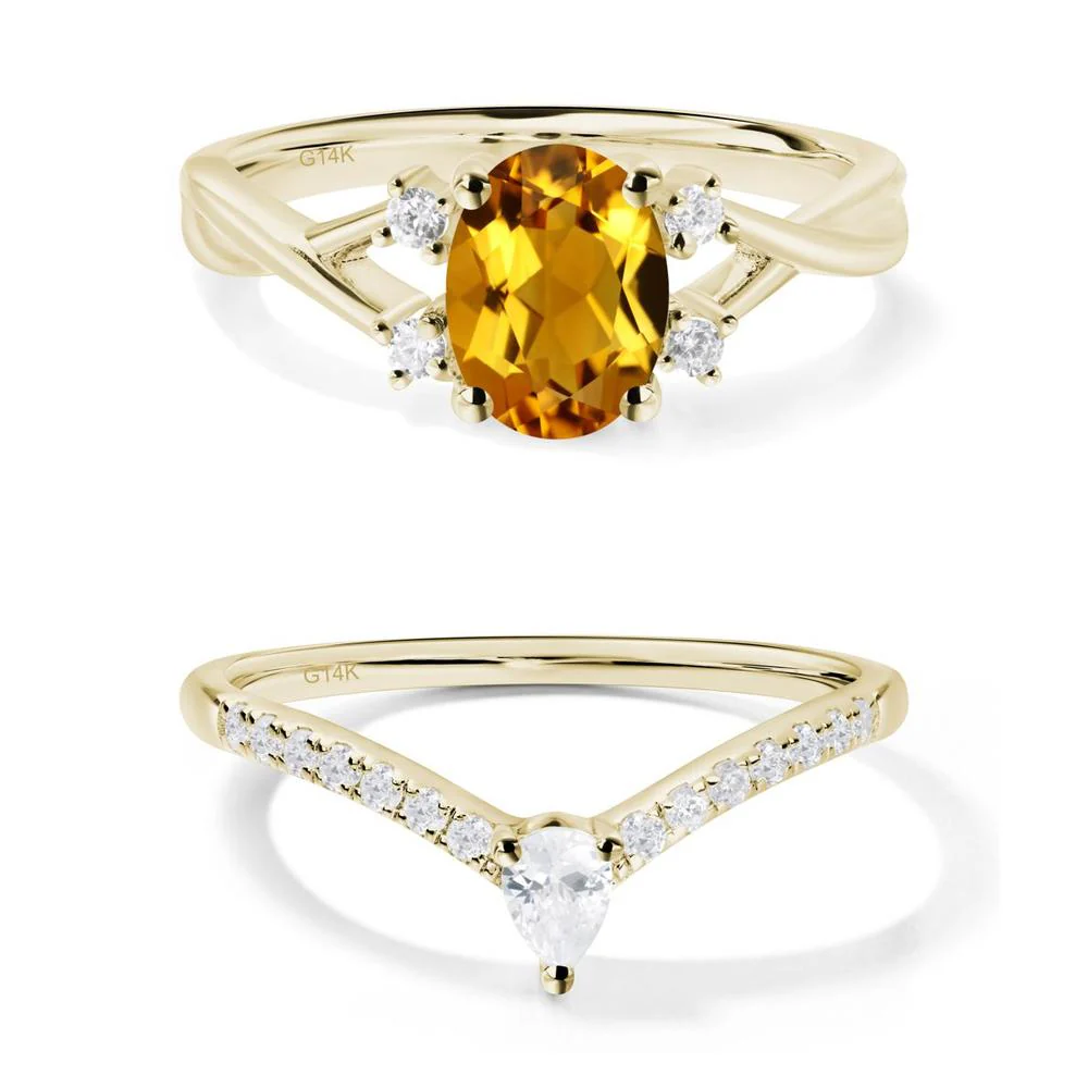 Citrine Oval Engagement Ring with Wedding Band - Image 15