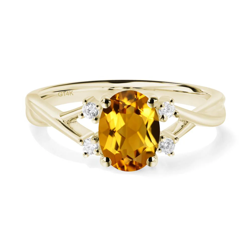 Citrine Oval Engagement Ring with Wedding Band - Image 3