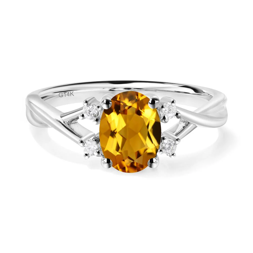Citrine Oval Engagement Ring with Wedding Band - Image 4