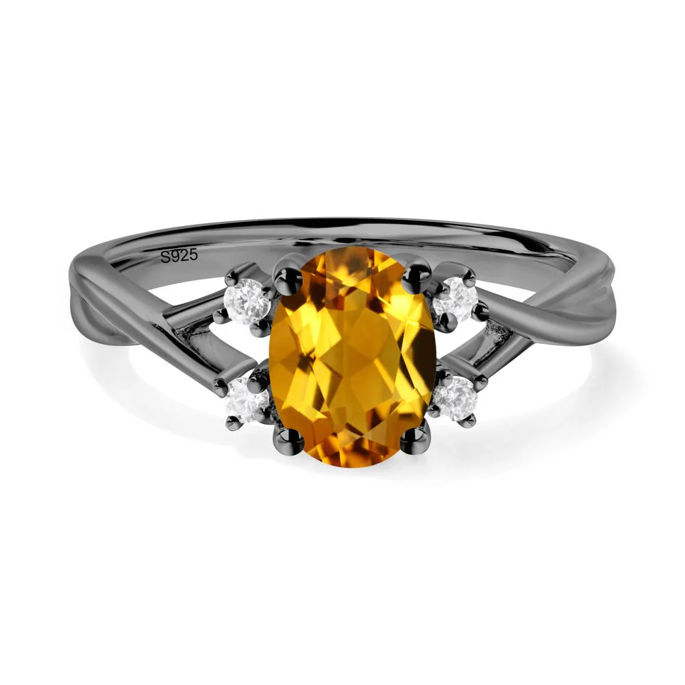 Citrine Oval Engagement Ring with Wedding Band - Image 5