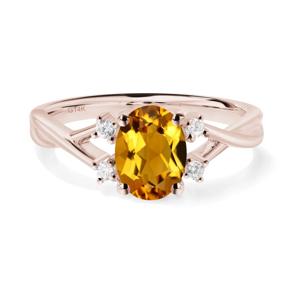 Citrine Oval Engagement Ring with Wedding Band - Image 9