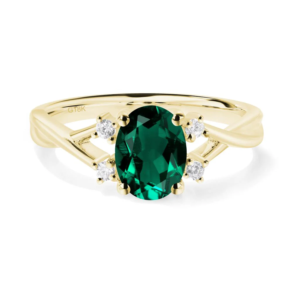 Oval Emerald Wedding Ring Set - Image 7