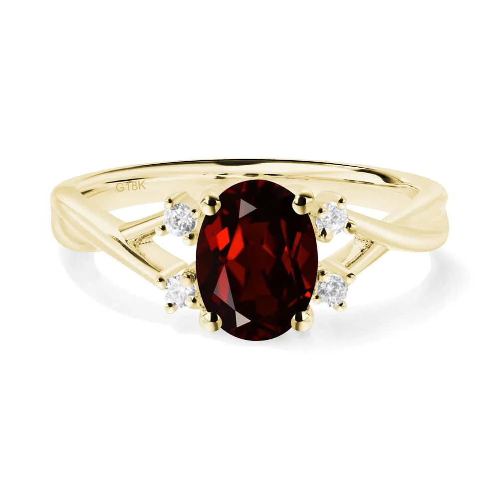 Garnet Oval Engagement Ring with Wedding Band