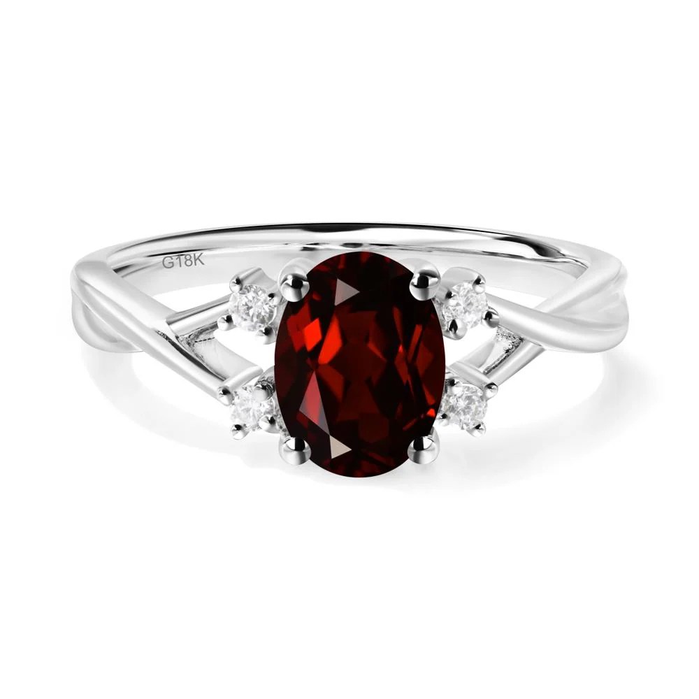 Garnet Oval Engagement Ring with Wedding Band - Image 6