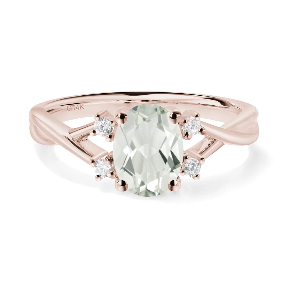 Oval Green Amethyst Wedding Ring Set - Image 4