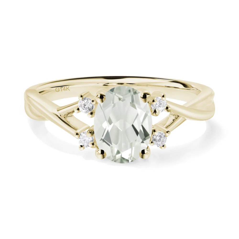Oval Green Amethyst Wedding Ring Set - Image 5