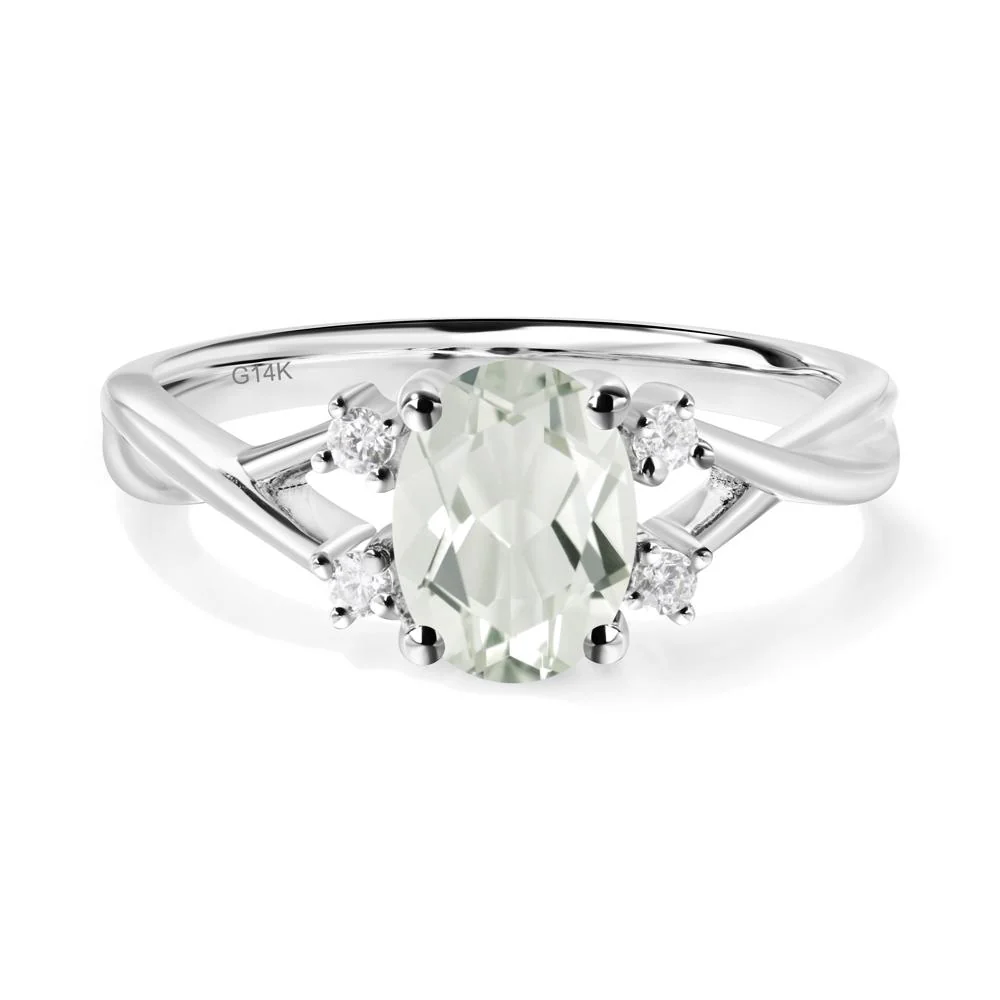 Oval Green Amethyst Wedding Ring Set - Image 6