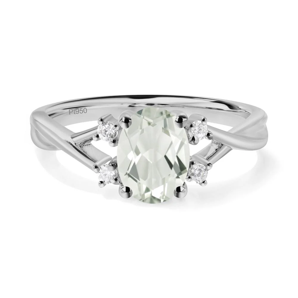 Oval Green Amethyst Wedding Ring Set - Image 7